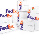 wrapped packages with FedEx logo