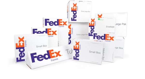 wrapped packages with FedEx  logo