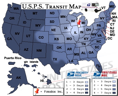map of all the locations in the United States serviced by the US mail