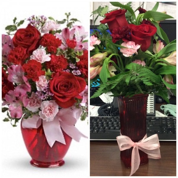 differences between Flower Express bouquets as ordered and as delivered