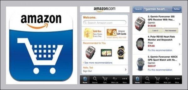 amazon.com mobile app captures from smartphone
