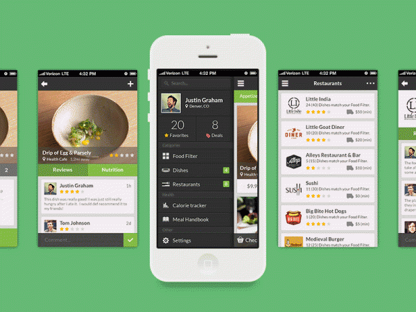 Justin Graham design for food delivery app