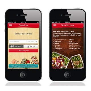 interface of Seamless 2.0 iPhone app