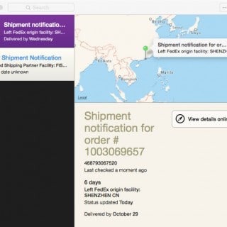 screenshot of package tracking app Deliveries