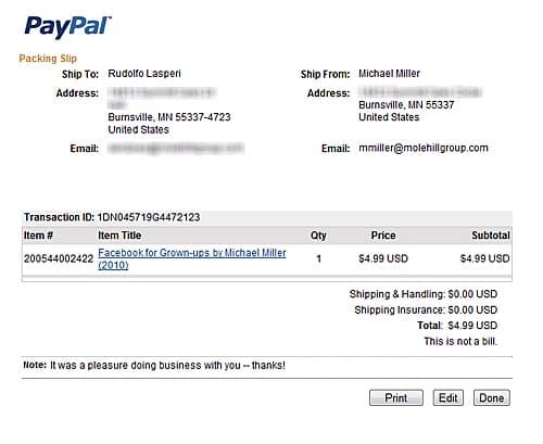 how to print a PayPal package tracking slip