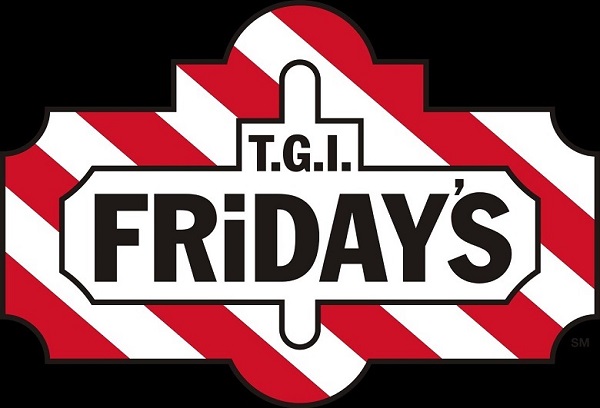 the TGI Friday's logo created with black letters on a red and white background