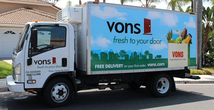 Vons truck outside a home