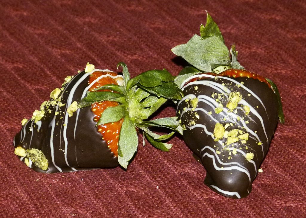 strawberries covered by chocolates